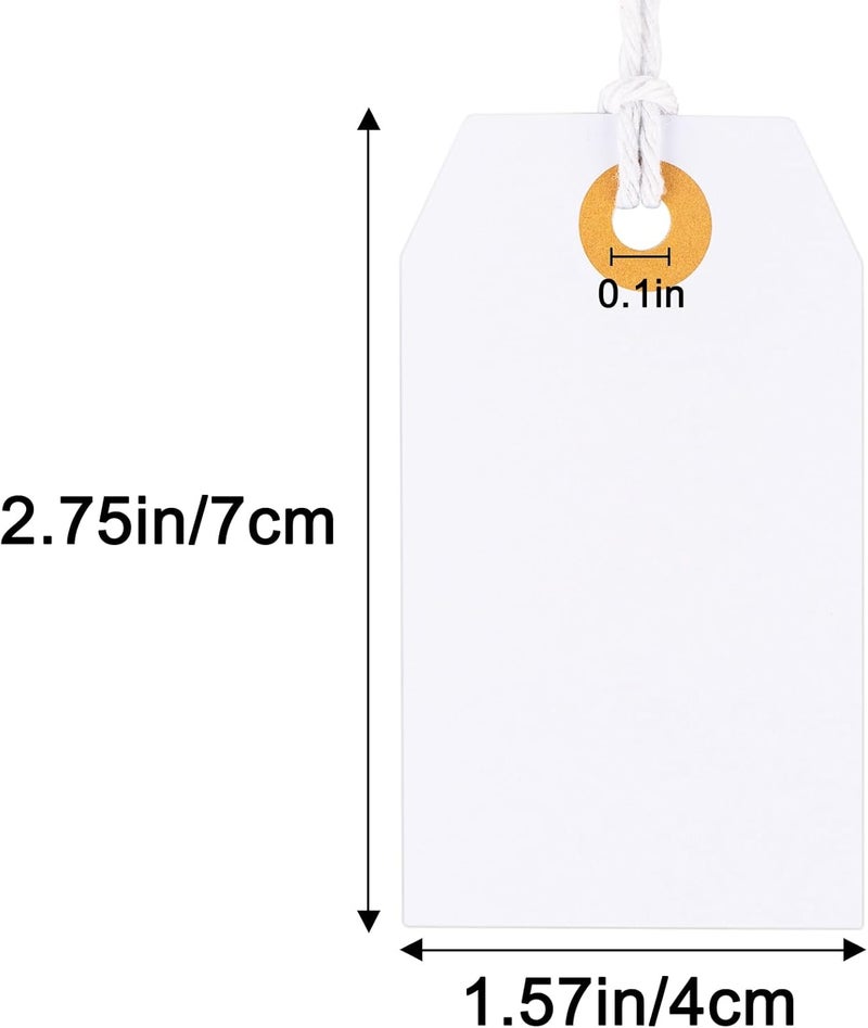 g2plus Price Tags with String, 1.6x2.8 in Blank Labeling Tags, White Paper Hang Tag with Reinforced Hole for Shipping, Clothing, Pricing, Marking, Gift Wrapping - Image 2